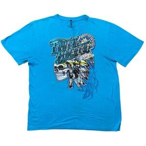 Southpole‎ Mens XXL Truth & Liberty Graphic T-Shirt Turquoise Blue Skull Tribal